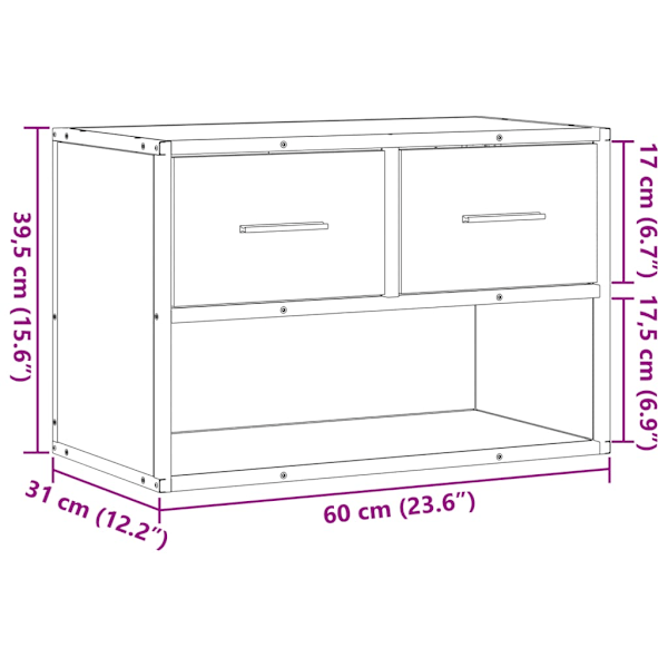 Tv-bänk brun ek 60x31x39,5 cm konstruerat trä och metall