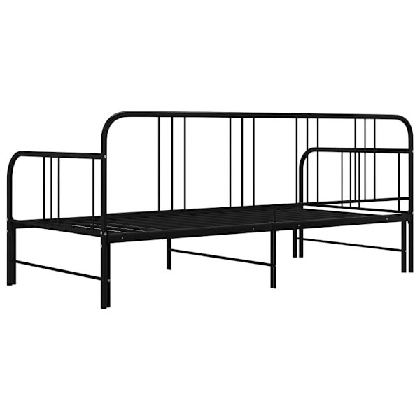 Utdragbar sängram bäddsoffa svart metall 90x200 cm