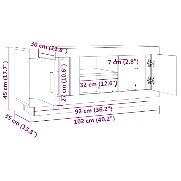 Tv-bänk betonggrå 102x35x45 cm konstruerat trä