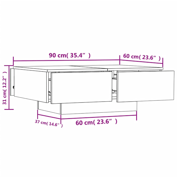 Soffbord sonoma-ek 90x60x31 cm konstruerat trä