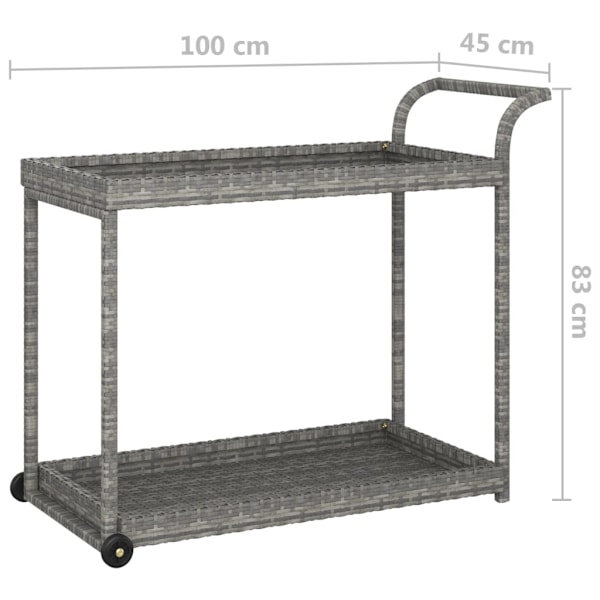 Serveringsvagn grå 100x45x83 cm konstrotting