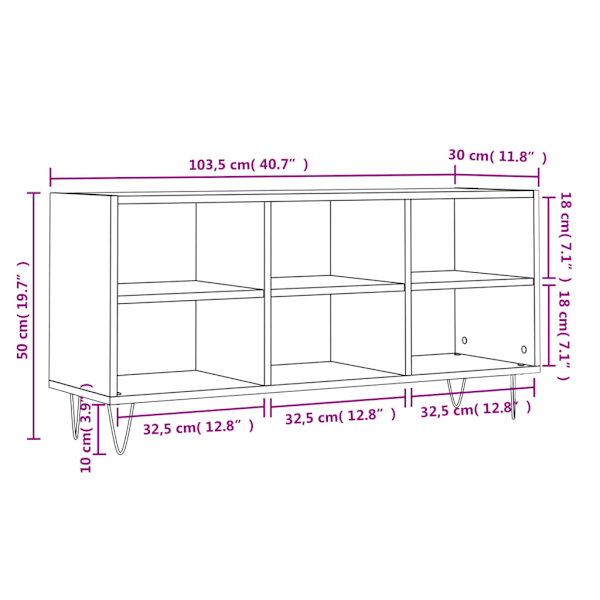 Tv-bänk betonggrå 103,5x30x50 cm konstruerat trä