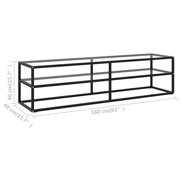 Tv-bänk svart med härdat glas 160x40x40 cm