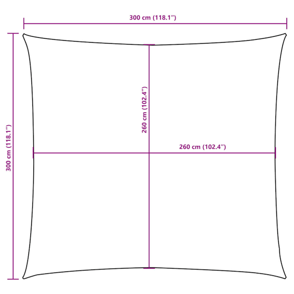 Solsegel oxfordtyg fyrkantigt 3x3 m taupe