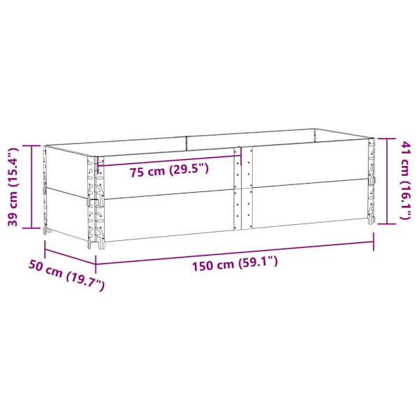 Odlingslåda brun 150x50 cm massiv furu