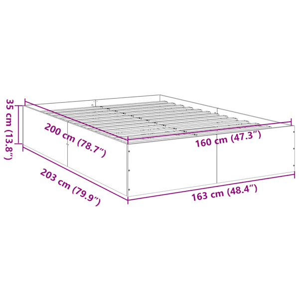 Sängram rökfärgad ek 160x200 cm konstruerat trä