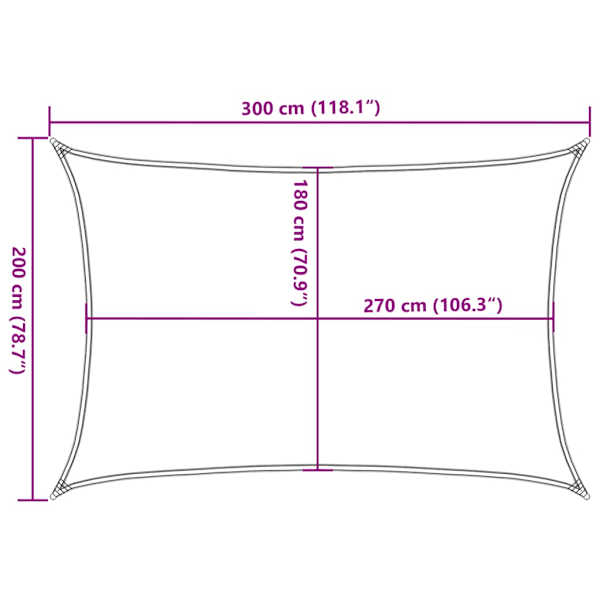 Solsegel 160 g/m² rektangulär gul 2x3 m HDPE