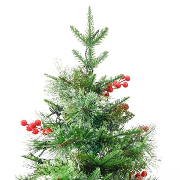 Belyst julgran med kottar grön 195 cm PVC&PE