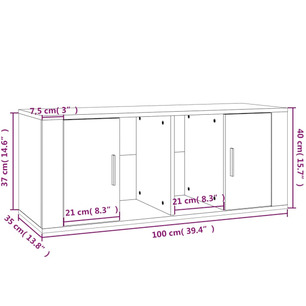 Tv-bänk rökfärgad ek 100x35x40 cm konstruerat trä