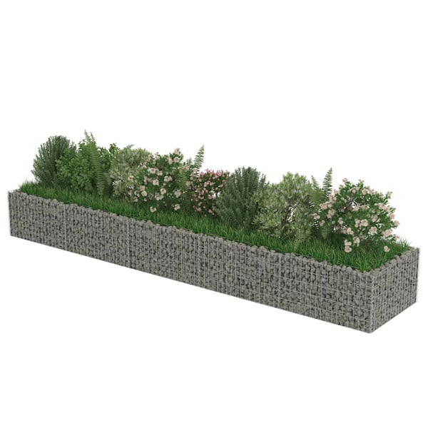 Planteringsgabion upphöjd galvaniserat stål 450x90x50 cm