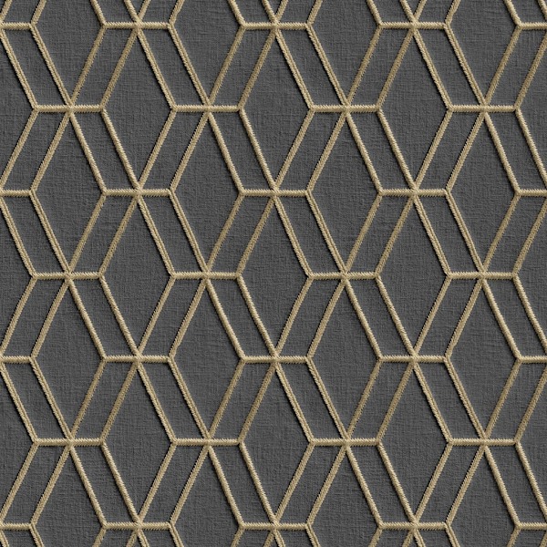 DUTCH WALLCOVERINGS Tapet hexagonal svart och guld