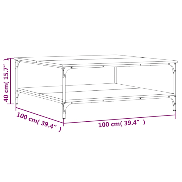 Soffbord rökfärgad ek 100x100x40 cm konstruerat trä