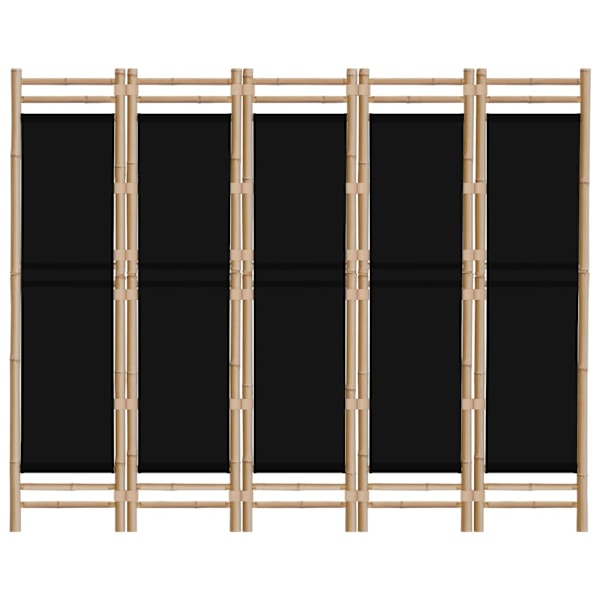 Rumsavdelare 5 paneler hopfällbar 200 cm bambu och kanvas