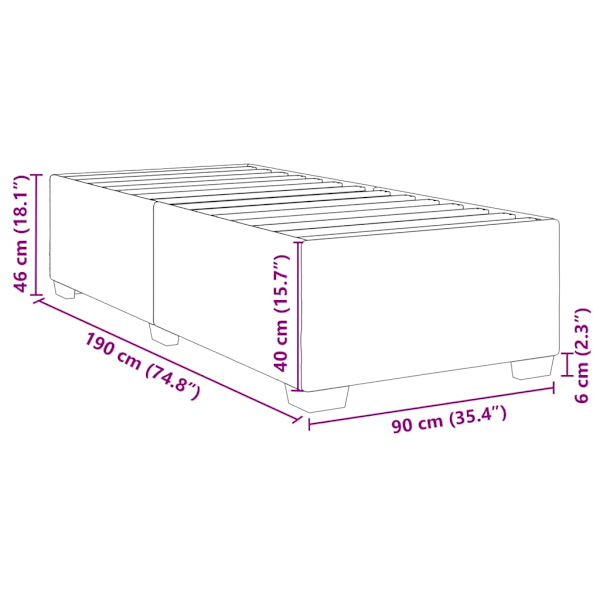 Sängram utan madrass mörkbrun 90x190 cm tyg