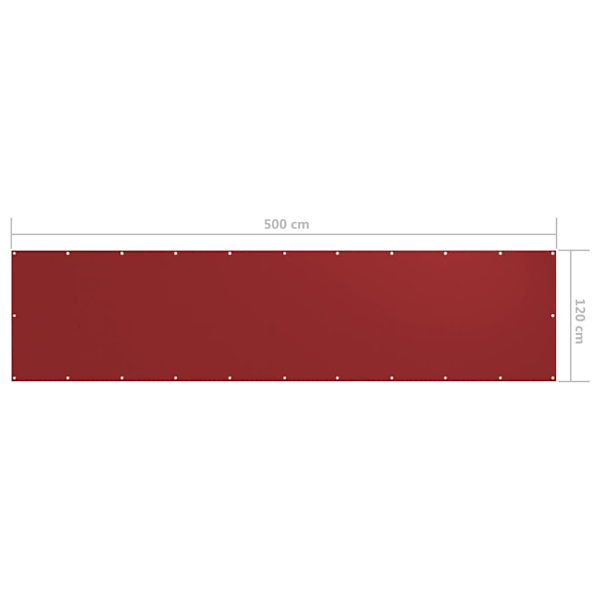 Balkongskärm röd 120x500 cm oxfordtyg