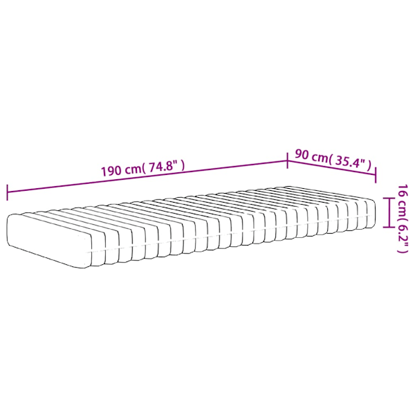 Skummadrass medium mjuk 90x190 cm