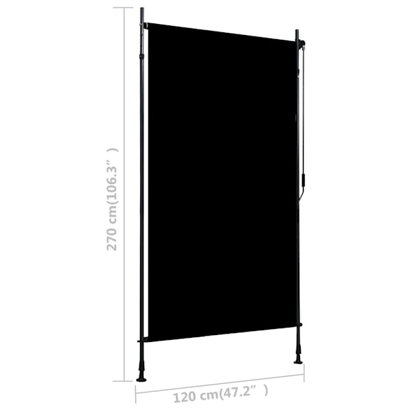 Rullgardin utomhus 120x270 cm antracit