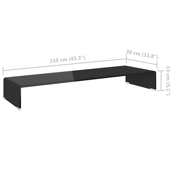 TV-bord glas svart 110x30x13 cm