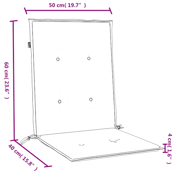 Stolsdynor lågt ryggstöd 4 st melerad grön 100x50x4 cm tyg