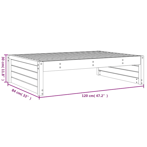 Fotpall för trädgården vit 120x80 cm massiv furu