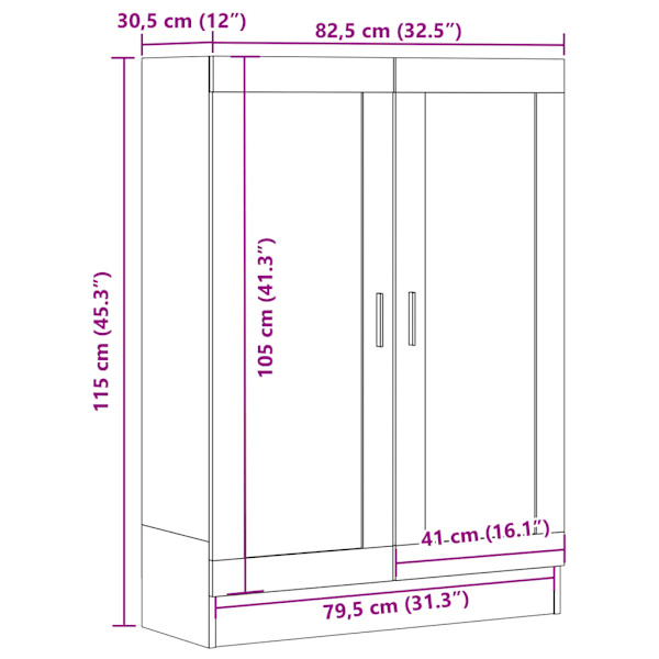 Bokskåp åldrat trä 82,5x30,5x115 cm konstruerat trä