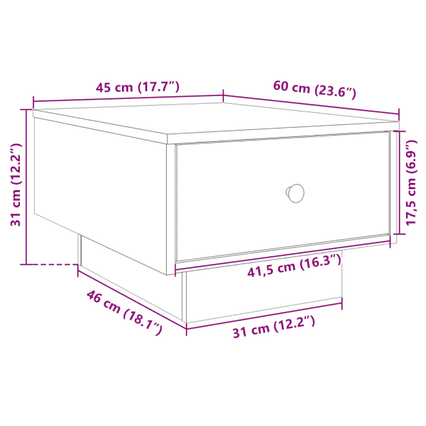 Soffbord svart 60x45x31 cm konstruerat trä