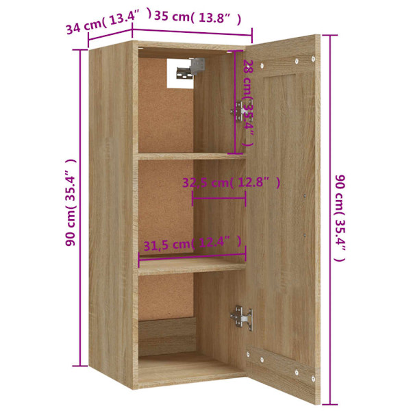 Väggskåp sonoma-ek 35x34x90 cm konstruerat trä