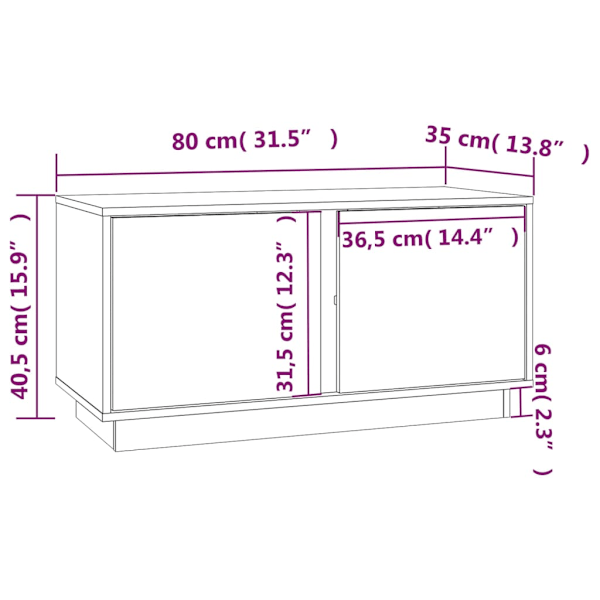 Tv-bänk svart 80x35x40,5 cm massiv furu