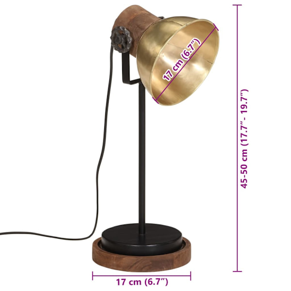 Skrivbordslampa 25 W antik mässing 17x17x50 cm E27