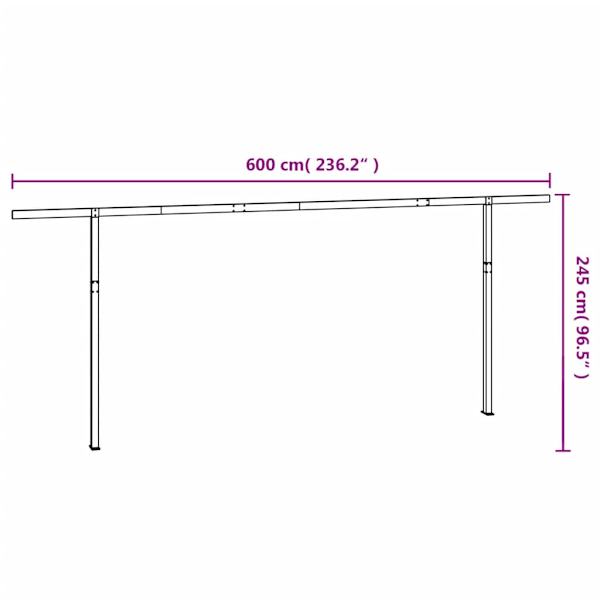 Markisstolpar set vit 600x245 cm järn