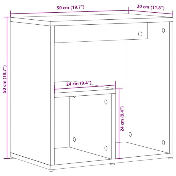 Sidobord 2 st sonoma-ek 50x30x50 cm konstruerat trä