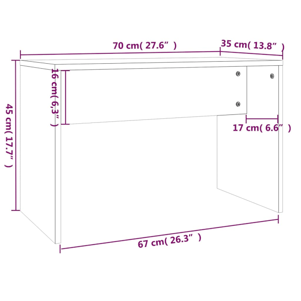 Sminkbord set rökfärgad ek 86,5x35x136 cm