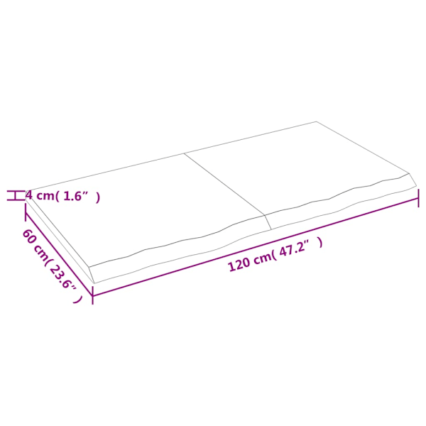 Bordsskiva mörkbrun 120x60x(2-4) cm behandlad massiv ek