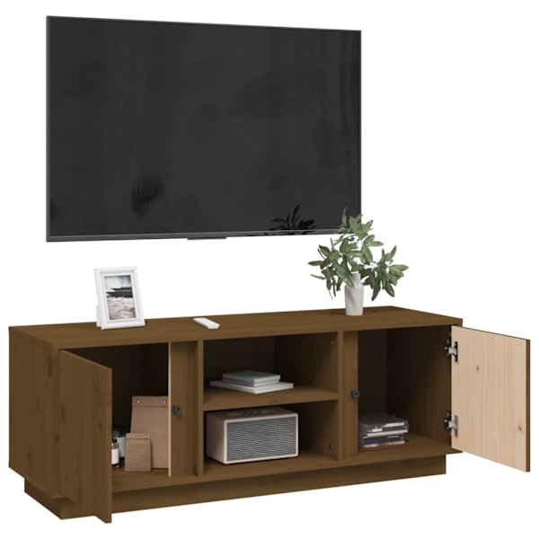 Tv-bänk honungsbrun 110x35x40,5 cm massiv furu