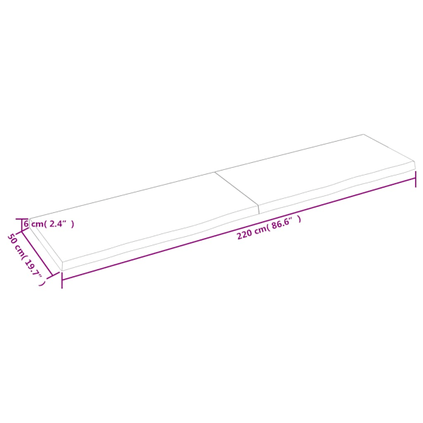 Bordsskiva ljusbrun 220x50x(2-6) cm behandlad massiv ek