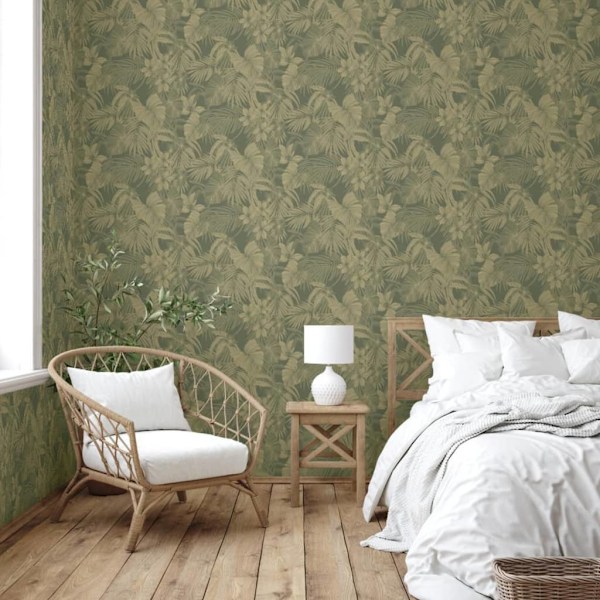 DUTCH WALLCOVERINGS Tapet Joelle grön och guld