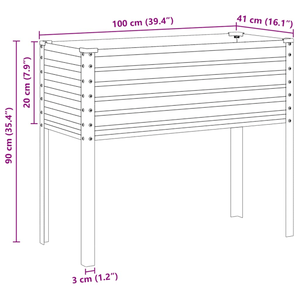 Odlingslåda brun 100x41x90 cm stål