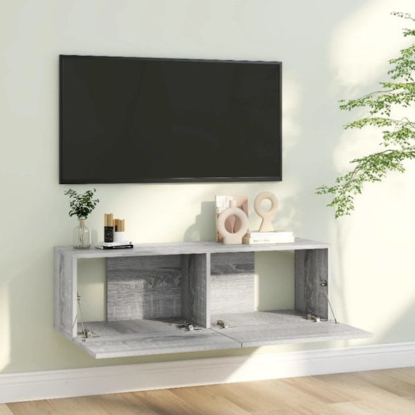 Tv-bänk för vägg grå sonoma 100x30x30 cm konstruerat trä