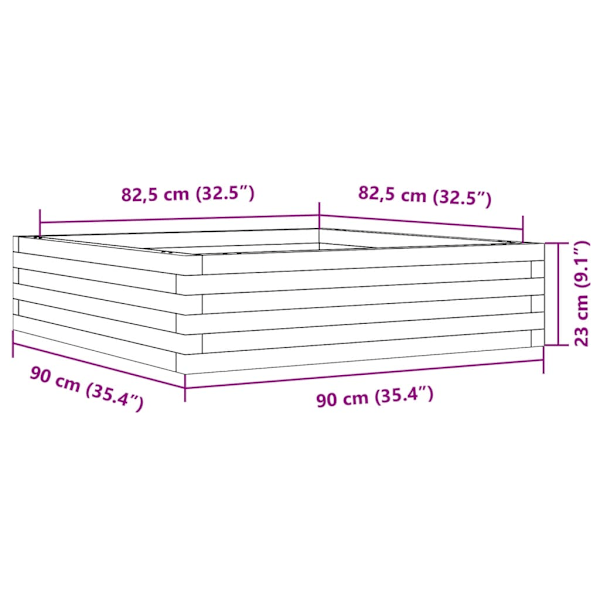 Odlingslåda 90x90x23 cm vit massiv furu