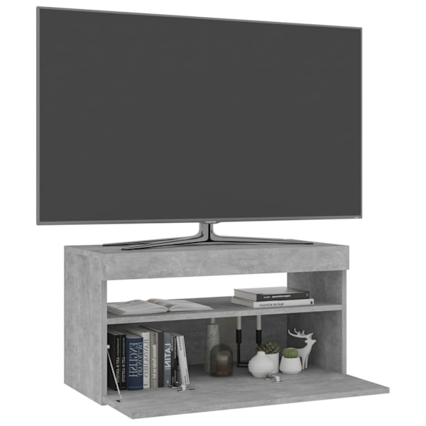 Tv-bänk med LED-belysning betonggrå 75x35x40 cm