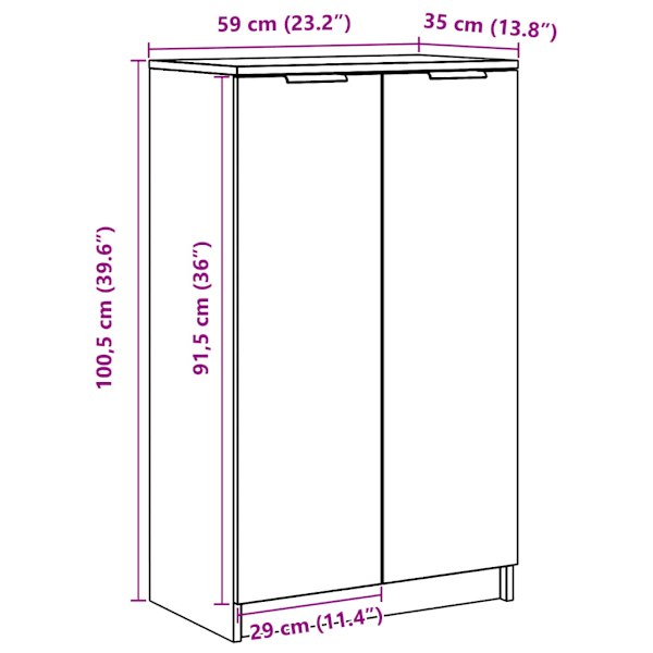 Skoskåp artisian ek 59x35x100,5 cm konstruerat trä