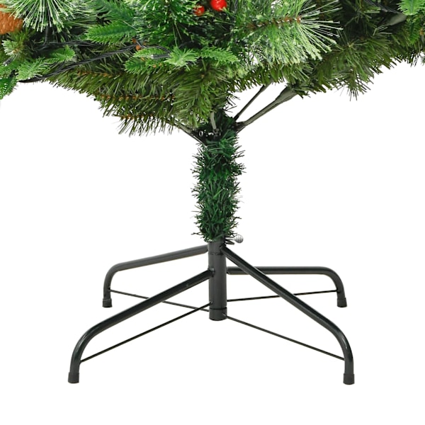 Belyst julgran med kottar grön 225 cm PVC&PE