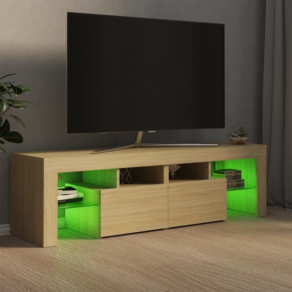 Tv-bänk med LED-belysning sonoma-ek 140x36,5x40 cm