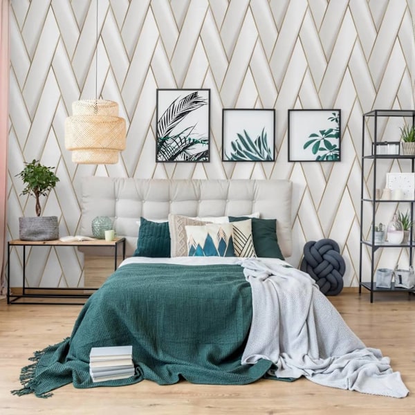 DUTCH WALLCOVERINGS Tapet Geometric vit och guld