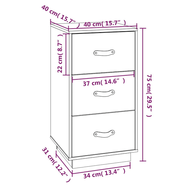 vidaXL Sängbord honungsbrun 40x40x75 cm massiv furu