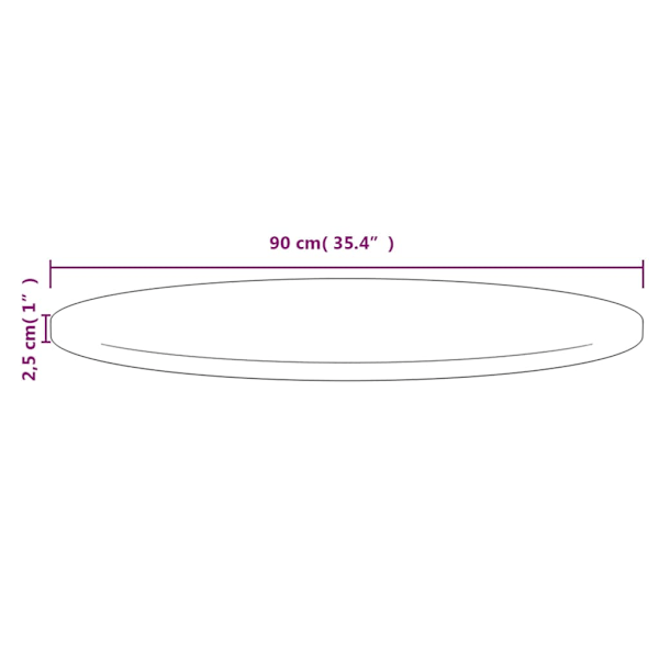 Bordsskiva vit Ø90x2,5 cm massiv furu