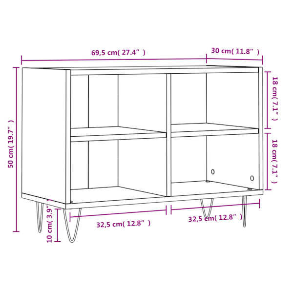 Tv-bänk vit högglans 69,5x30x50 cm konstruerat trä