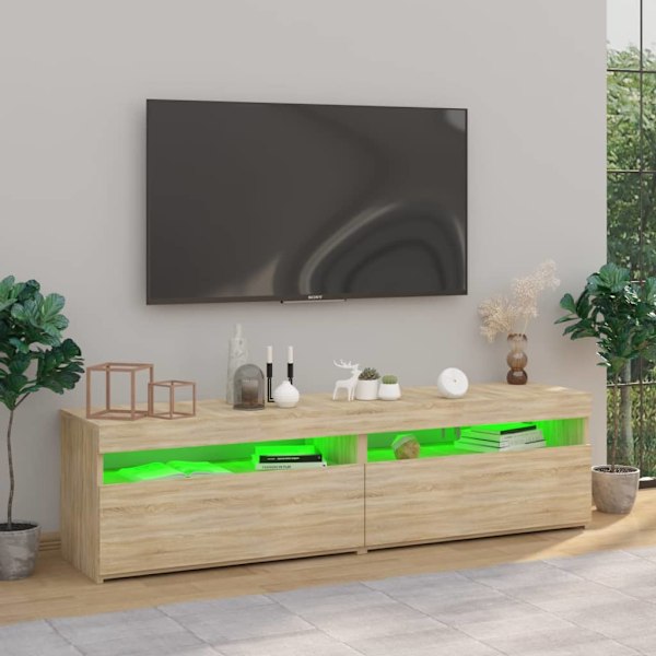 Tv-bänkar med LED-belysning 2 st sonoma-ek 75x35x40 cm