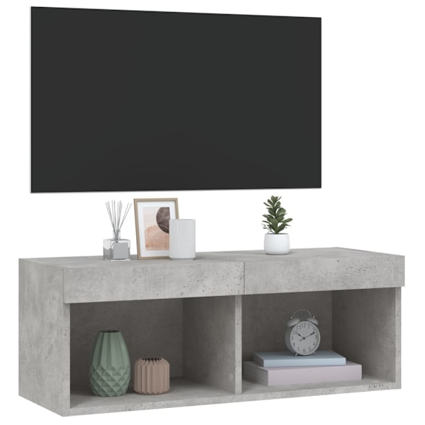 Tv-bänk med LED-belysning betonggrå 80x30x30 cm