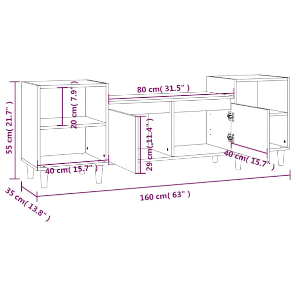 Tv-bänk vit högglans 160x35x55 cm konstruerat trä